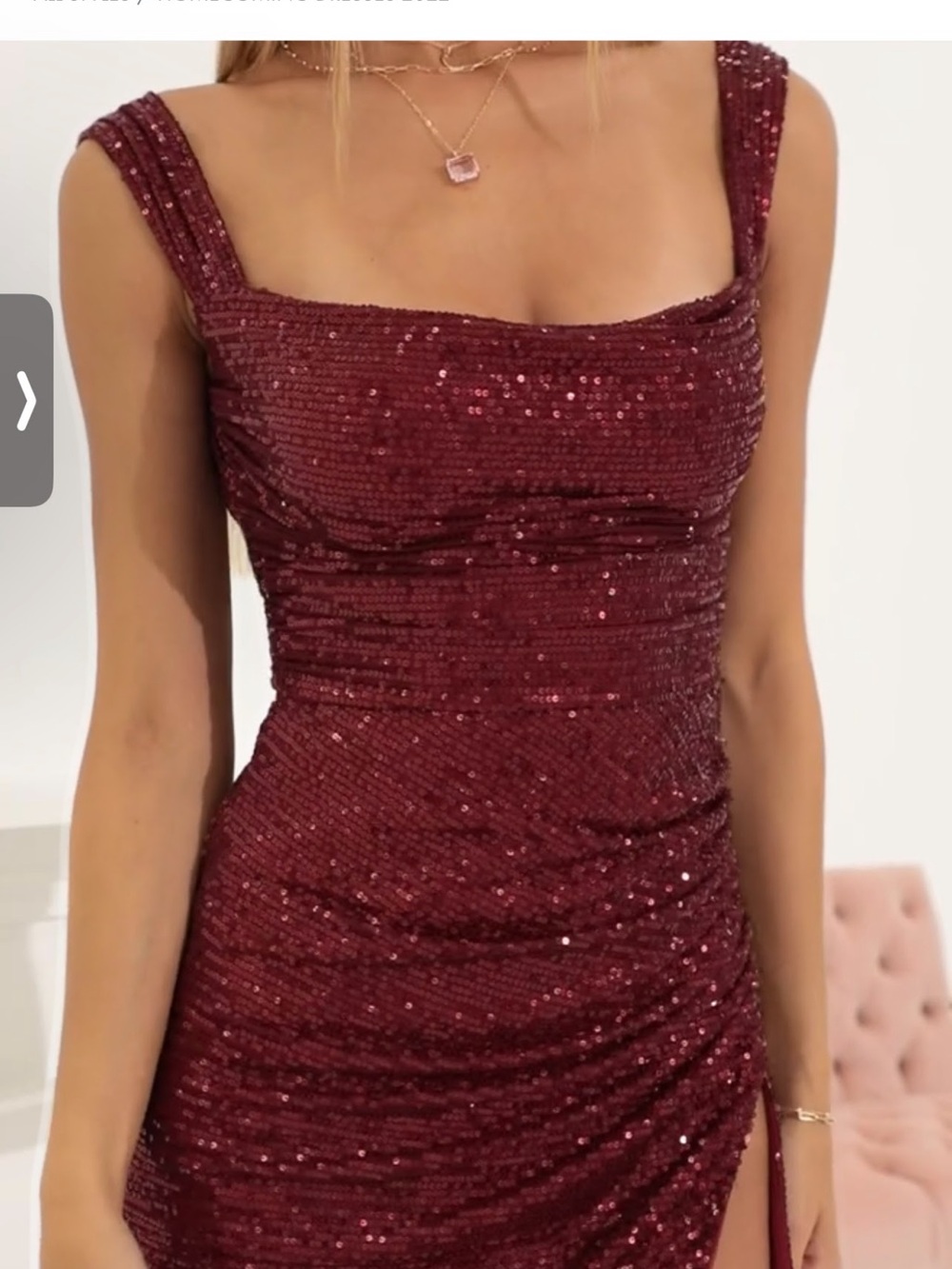 Lucy in the Sky Burgundy Sequin Ruched Dress